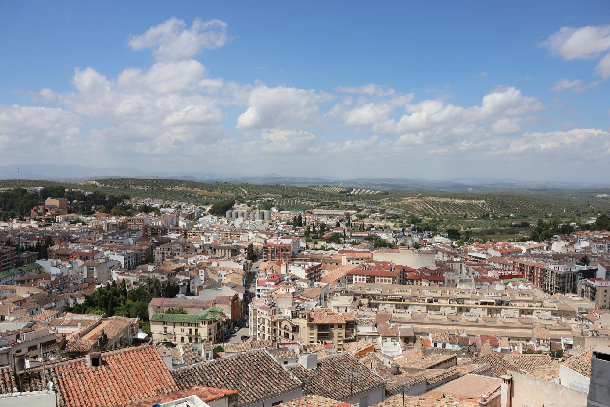 The whitewashed Andalusian town of Antequera amid olive country