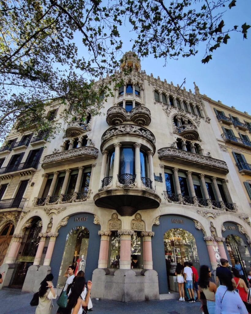 Modernista facade of Casa Lleo Morera on Passeig de Gracia, Barcelona