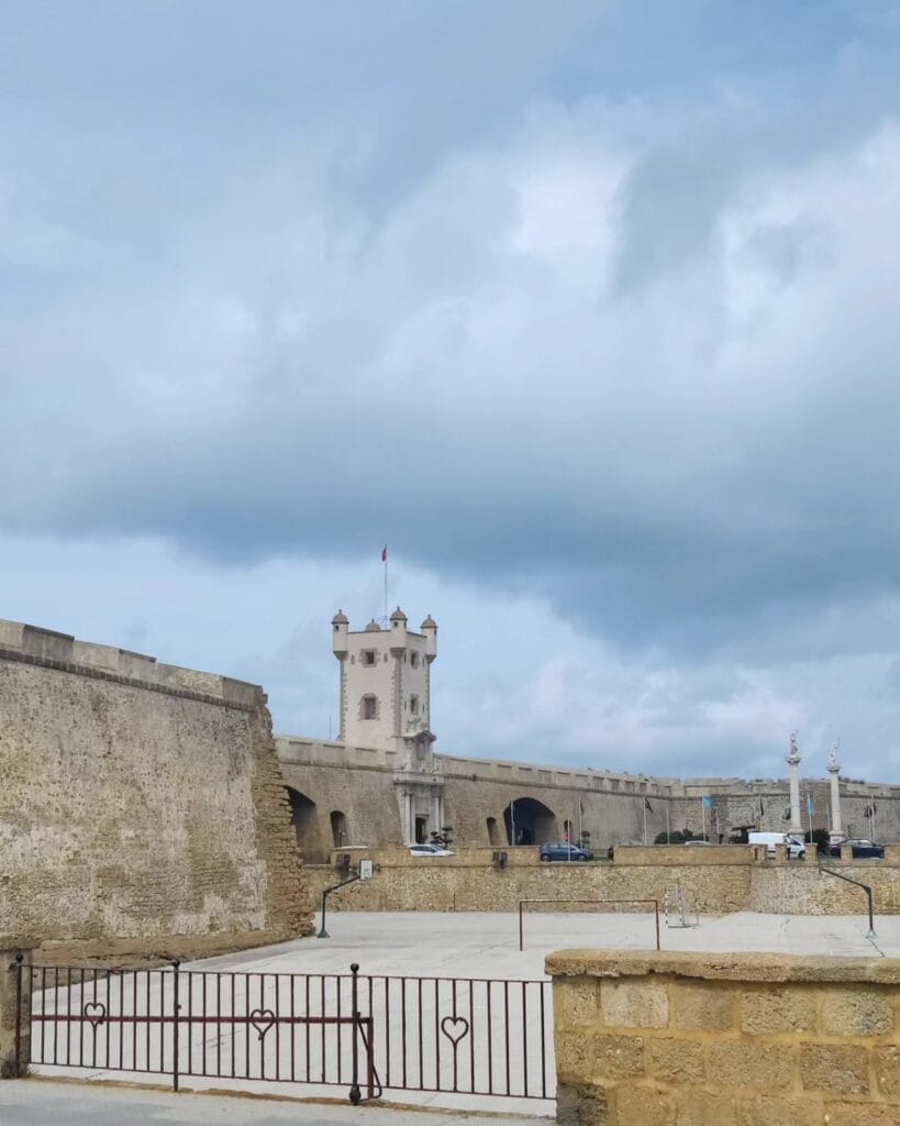 The Puerta de Tierra gate and old city walls of Cadiz