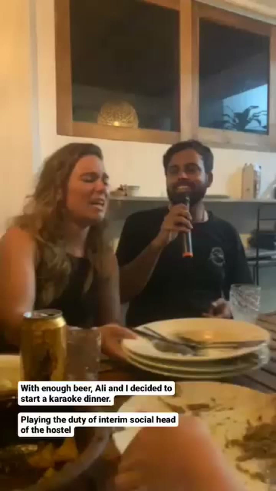 Hostel karaoke dinner night in Hiriketiya story frame