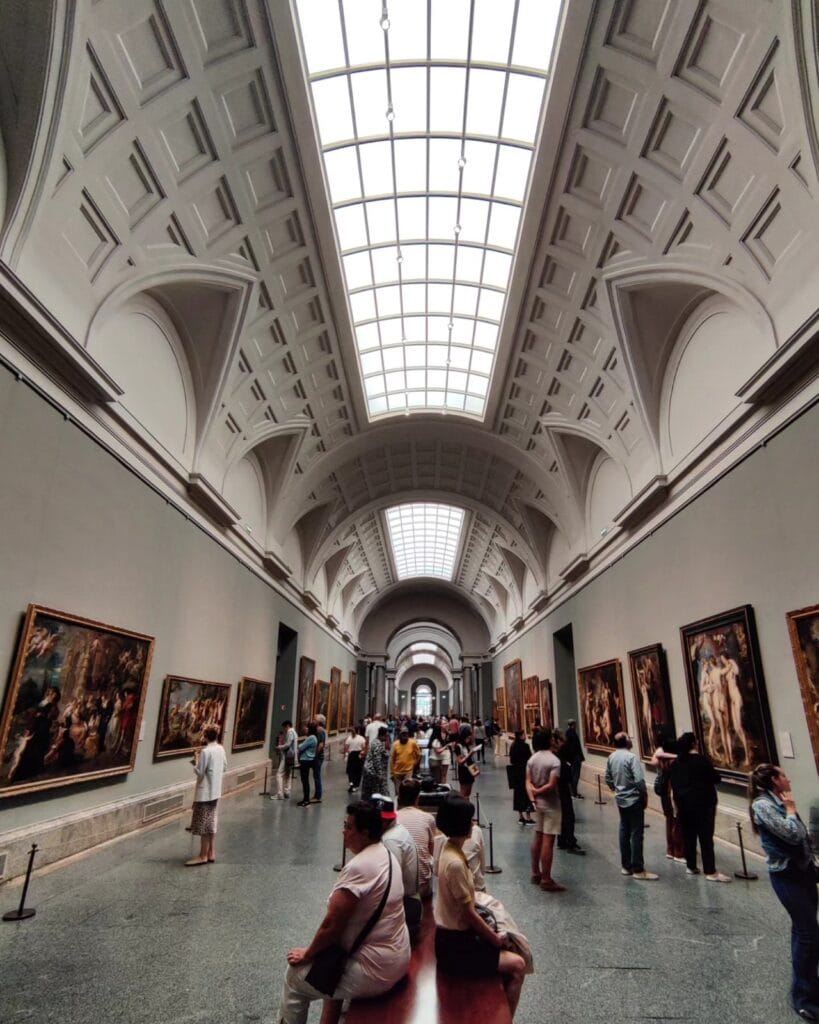 The grand barrel-vaulted, skylit main gallery of the Museo del Prado, Madrid