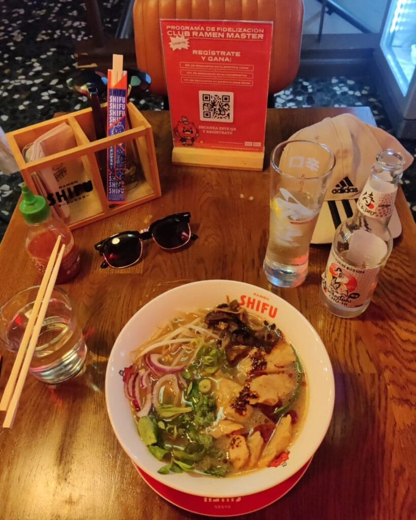 A bowl of ramen at Ramen Shifu in Madrid