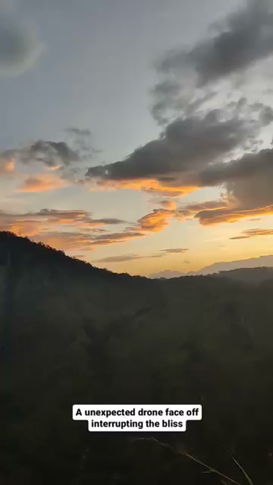 Story frame of the Ella sunset: an unexpected drone face-off