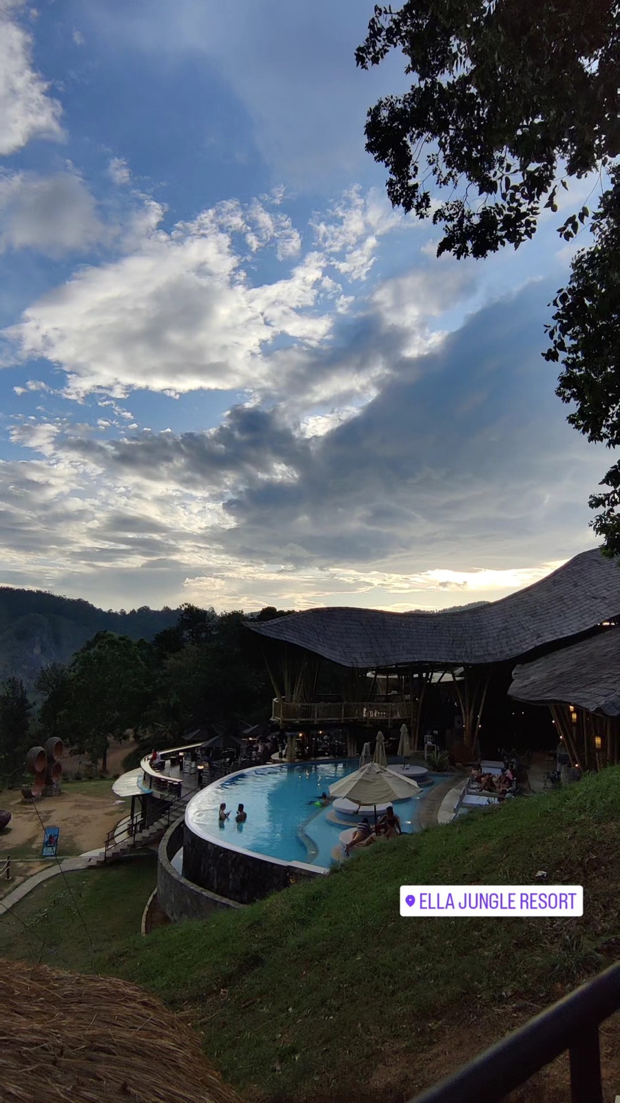 The infinity pool at Ella Jungle Resort carved into the hillside