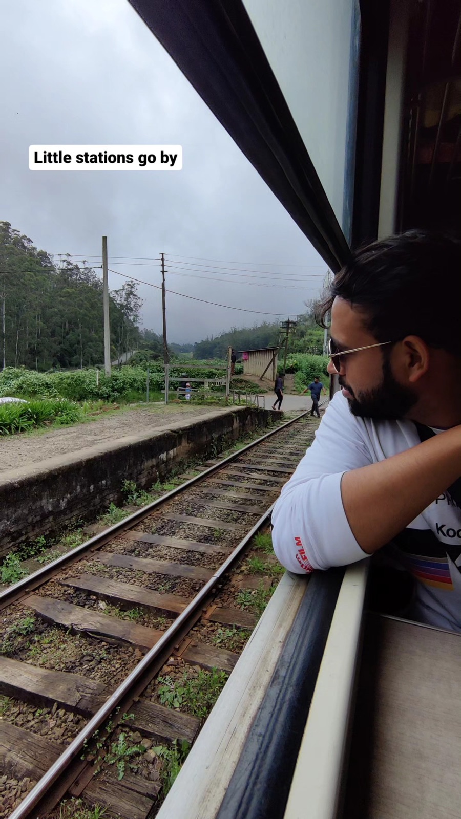 Leaning out of the train as little stations go by on the way to Ella