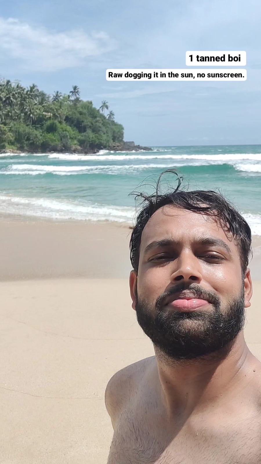 Fresh out of the sea at Hiriketiya bay, no sunscreen