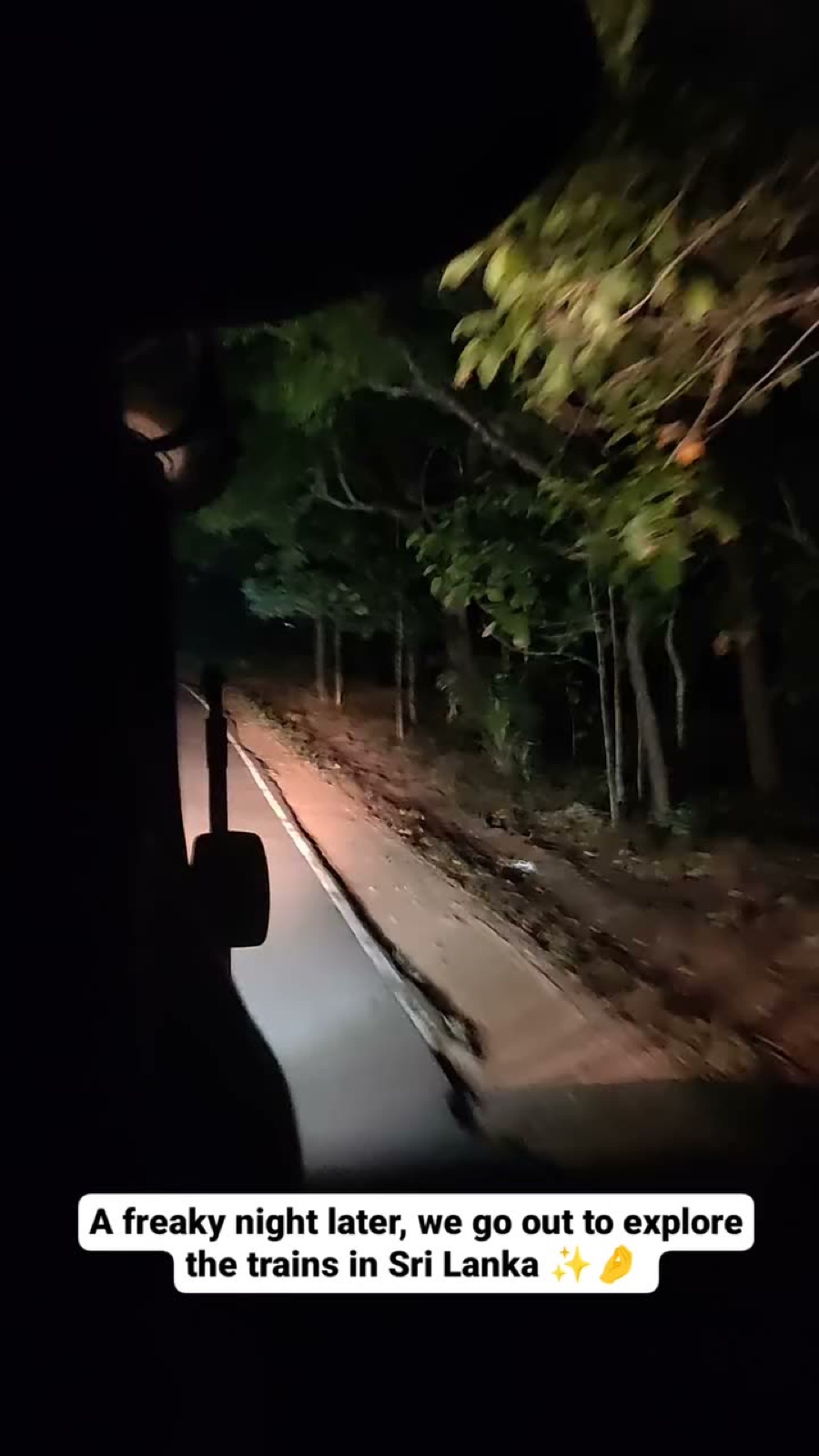 Story frame of a dark forest road at dawn leaving Sigiriya after a freaky night