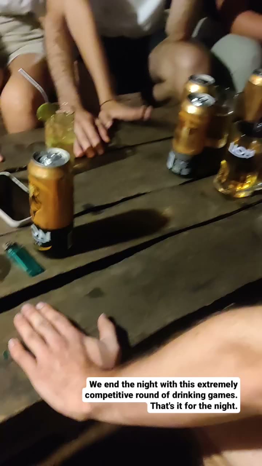 Story frame of a round of drinking games at the hostel in Sigiriya