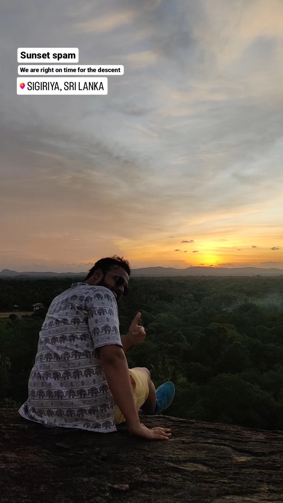Sitting on a rock above the jungle near Sigiriya waiting for sunset